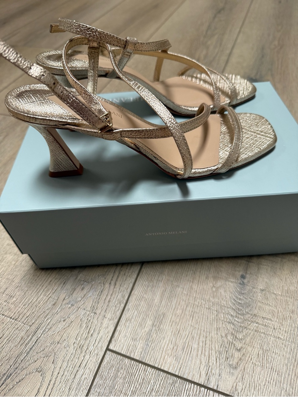 ANTONIO MELANI Metallic Gold Strappy Heels - Picture 4 of 5
